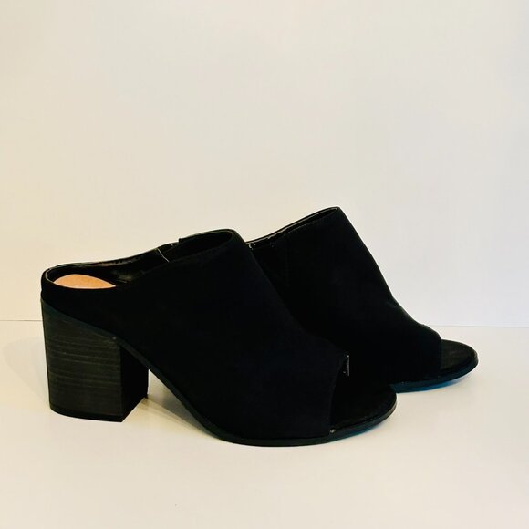 Lane Bryant Peep Toe Chunky Block Heel Mule in Onyx Size 10W - Picture 2 of 7